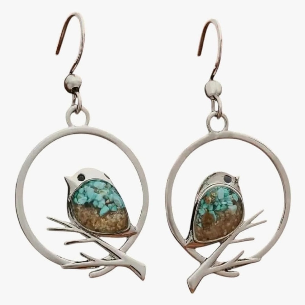 Vintage Branch Bird Earrings Exquisite And Cute Women's Earrings A